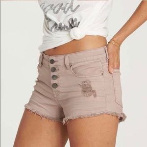 billabong mauve button up shorts